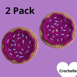 NEW Crochet Purple Doughnut Coasters (2 pack)